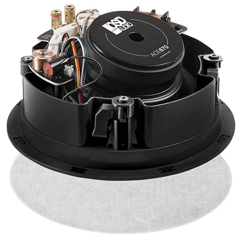 6.5" Trimless Ceiling Speaker 90W LCR Home Theater Surround, Contour Switch, ACE670 (Single)