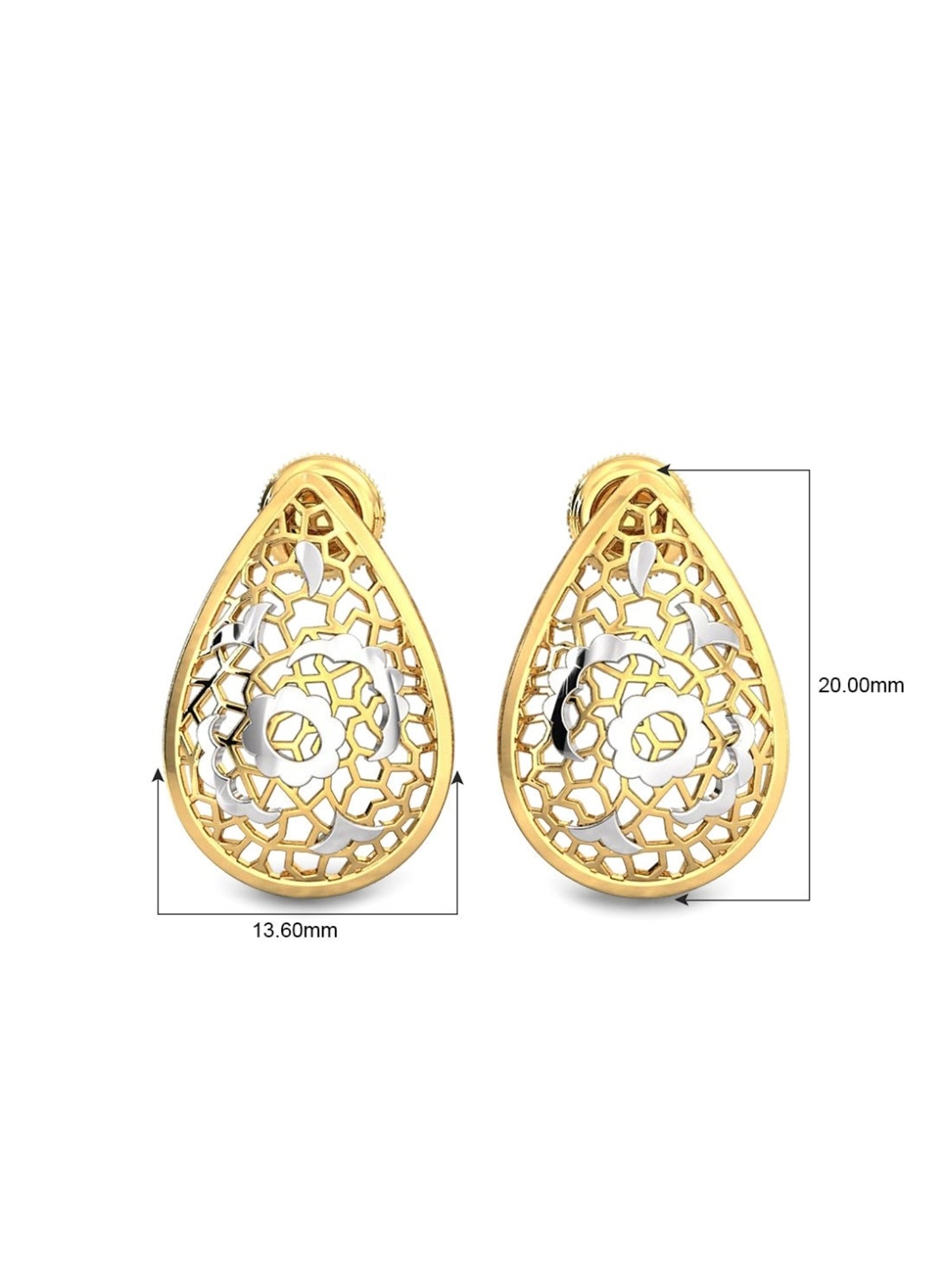 Candere by Kalyan Jewellers Peacock Collection 18k Yellow Gold Stud Earrings for Women