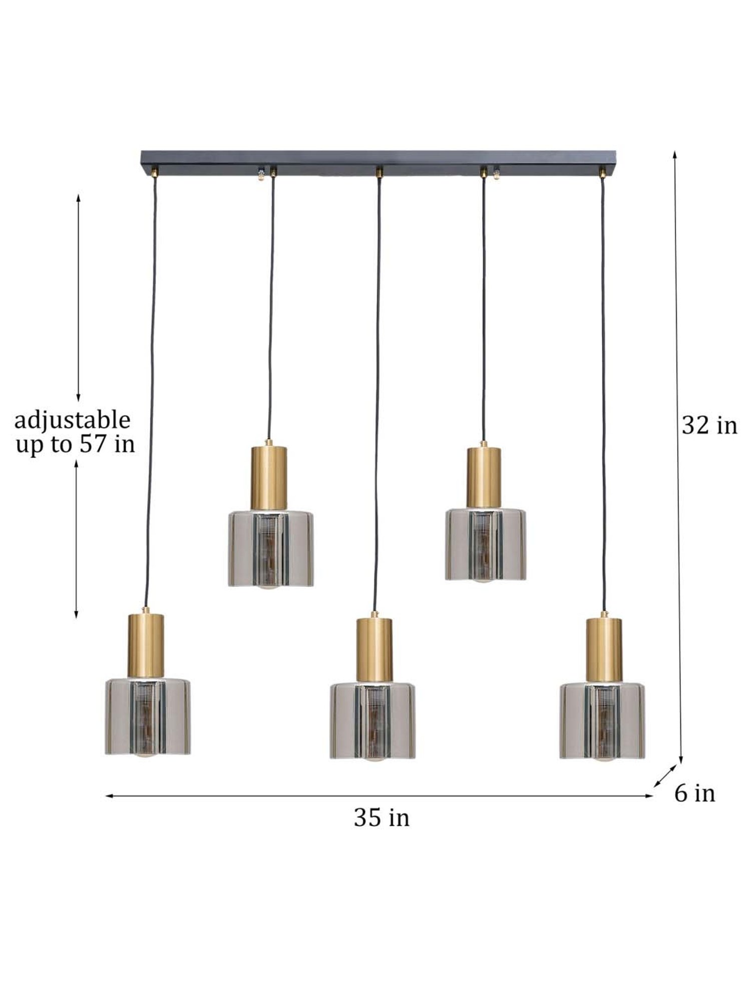 Fos Lighting Antique Brass Finish Allure 5 Light Chandelier - Set of 1