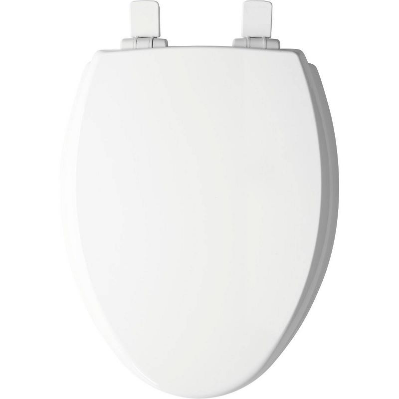 Kendall Never Loosens Elongated Enameled Wood Toilet Seat with Easy Clean and Slow Close Hinge White - Mayfair by Bemis