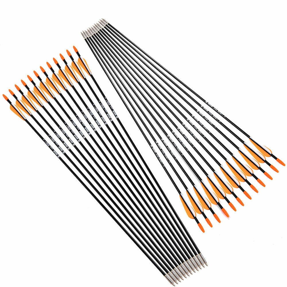36Pcs 31.5" Archery Arrow Fiberglass Arrow Nock Fletched Target Practice Hunting