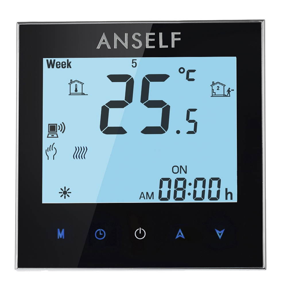 Anself 3A 110~240V Water Heating Energy Saving WIFI Smart Thermostat with Touchscreen LCD Display Durable Programmable Temperature Controller Good Quality Home Improvement Product Thermostat for Floor