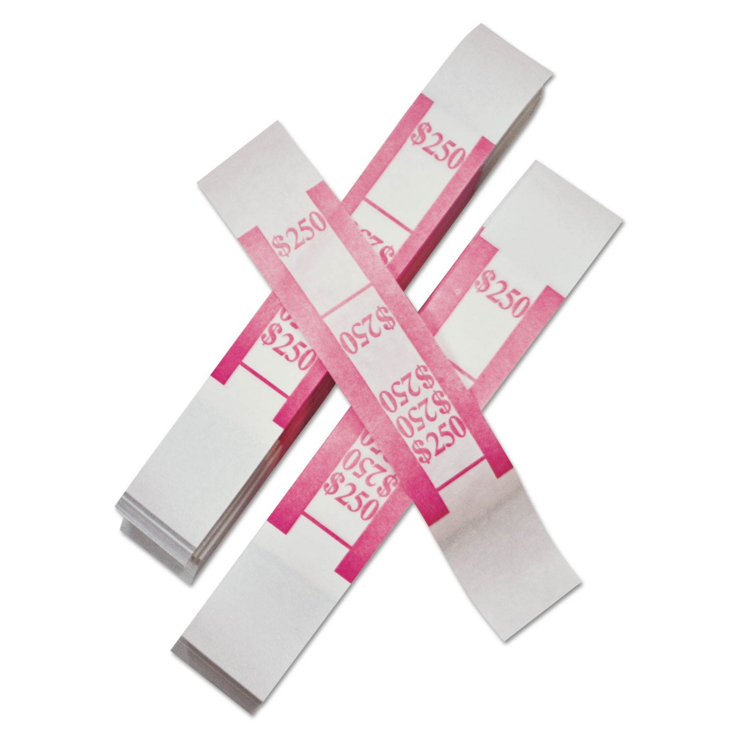 PM Company 55029 Securit $250.00 Denomination White Kraft Currency Bands with Quick Stick Adhesive, Cerise, 1000 Band