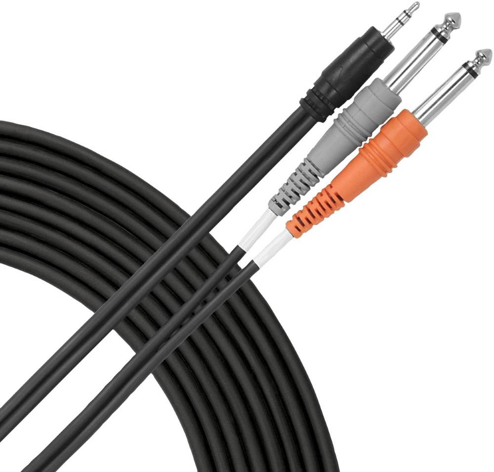 Livewire Essential Interconnect Y-Cable 3.5 mm TRS Male to 1/4" TS Male 3 ft. Black