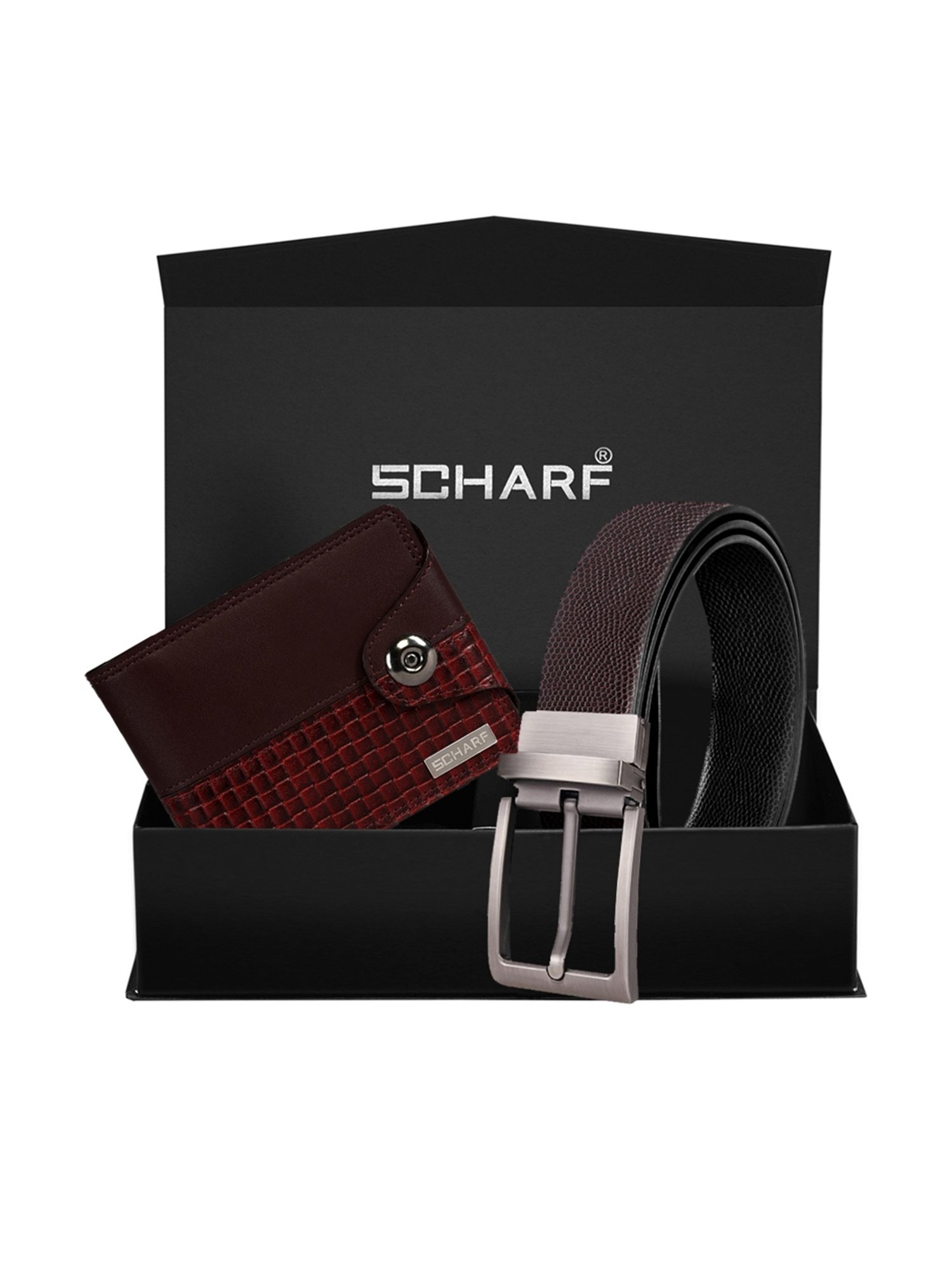 Scharf Brown Leather Set Of Waist Belt And Wallet For Men