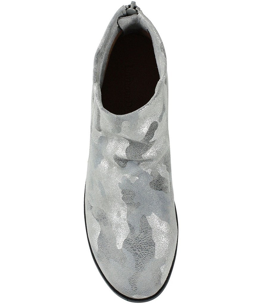 L'Amour Des Pieds Hadirat Camo Print Leather Lug Sole Wedge Ankle Booties