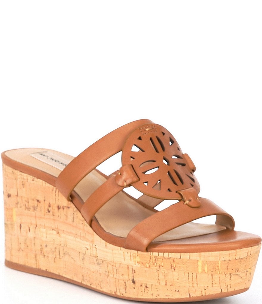 Antonio Melani Quinnlynn Leather Wedge Sandals