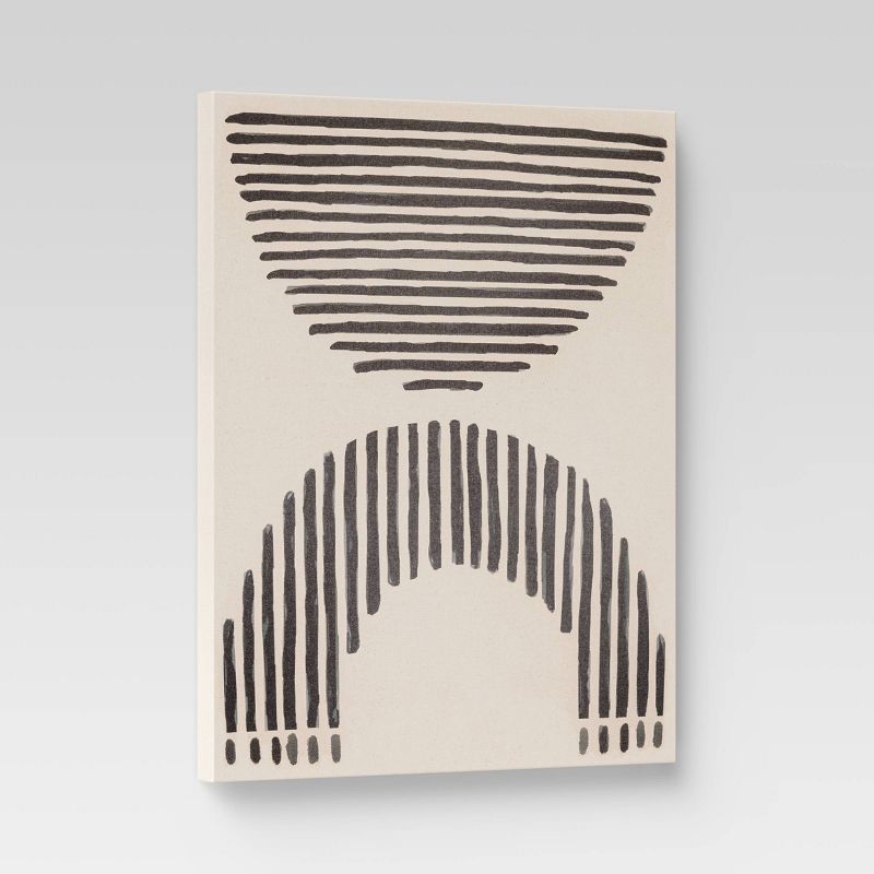 24" x 30" Lines on Linen Framed Wall Art Black - Project 62™