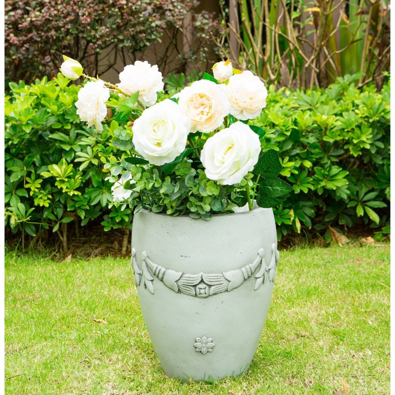 12.2" Kante Lightweight Classic Oval Flower Garland Planter Light Gray - Rosemead Home & Garden, Inc.