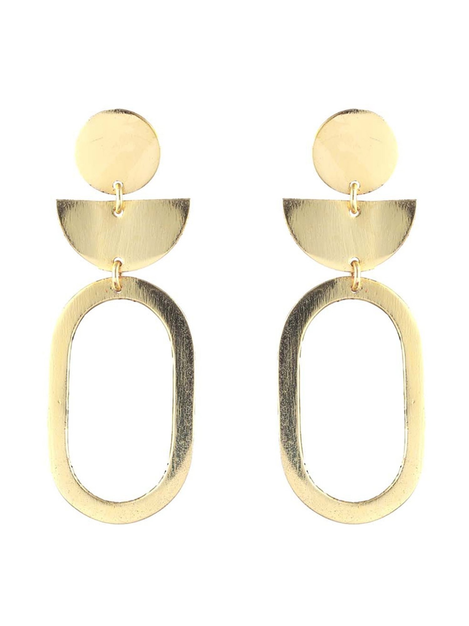 Priyaasi Solid Geometric Shapes Link Golden Dangler Earrings