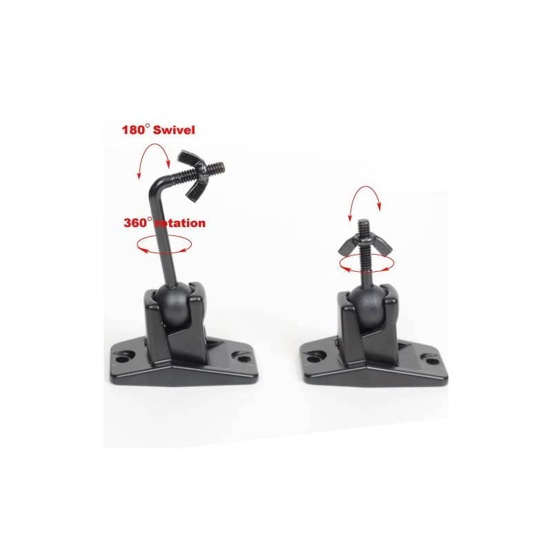 Speaker Wall Ceiling Mount Bracket One Pair for Universal Satellite, fits Keyhole and Thread Hole with 1/4 20 Threads, 4mm and 5mm Black 1ST