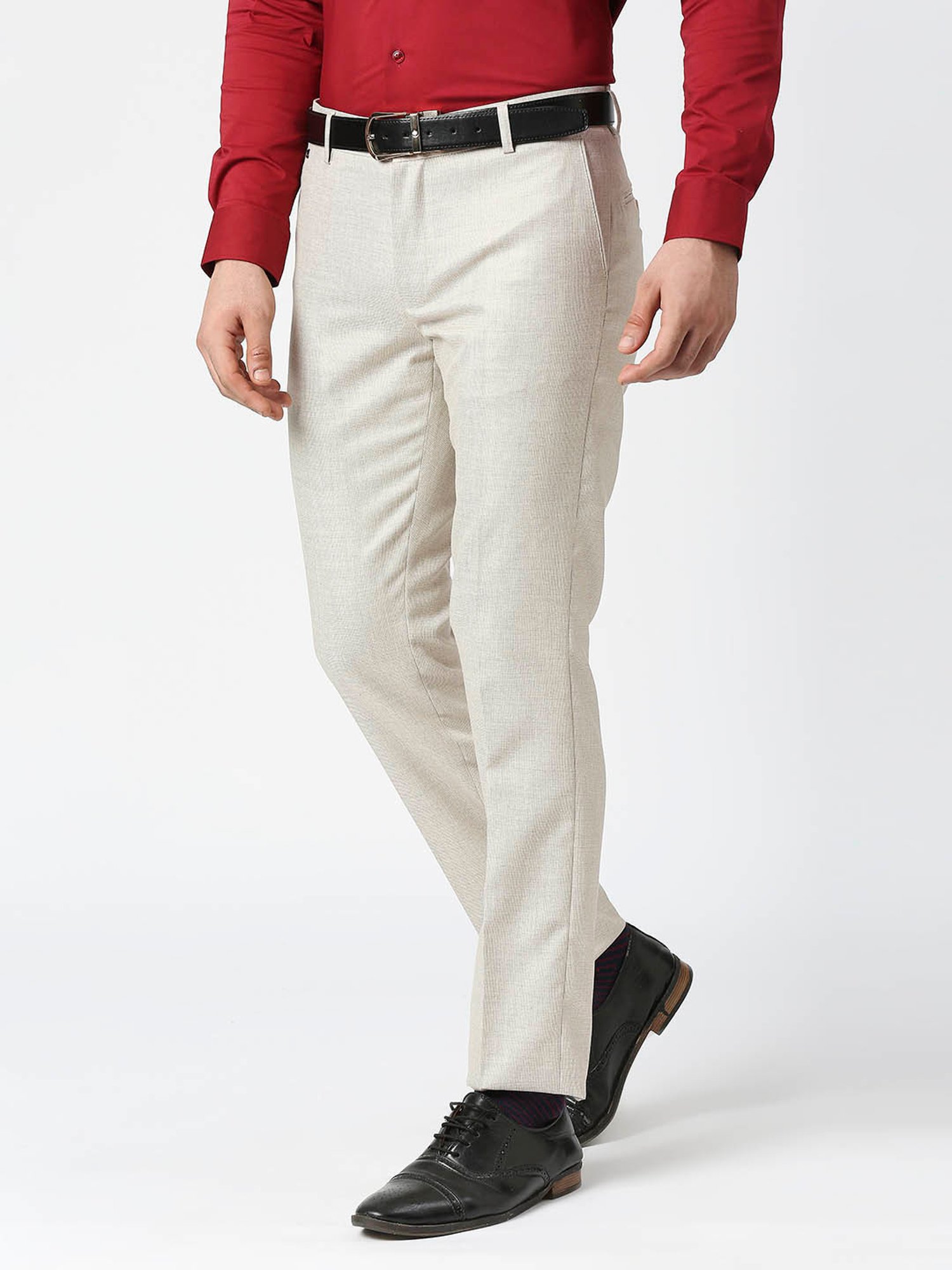 SOLEMIO Beige Slim Fit Trousers
