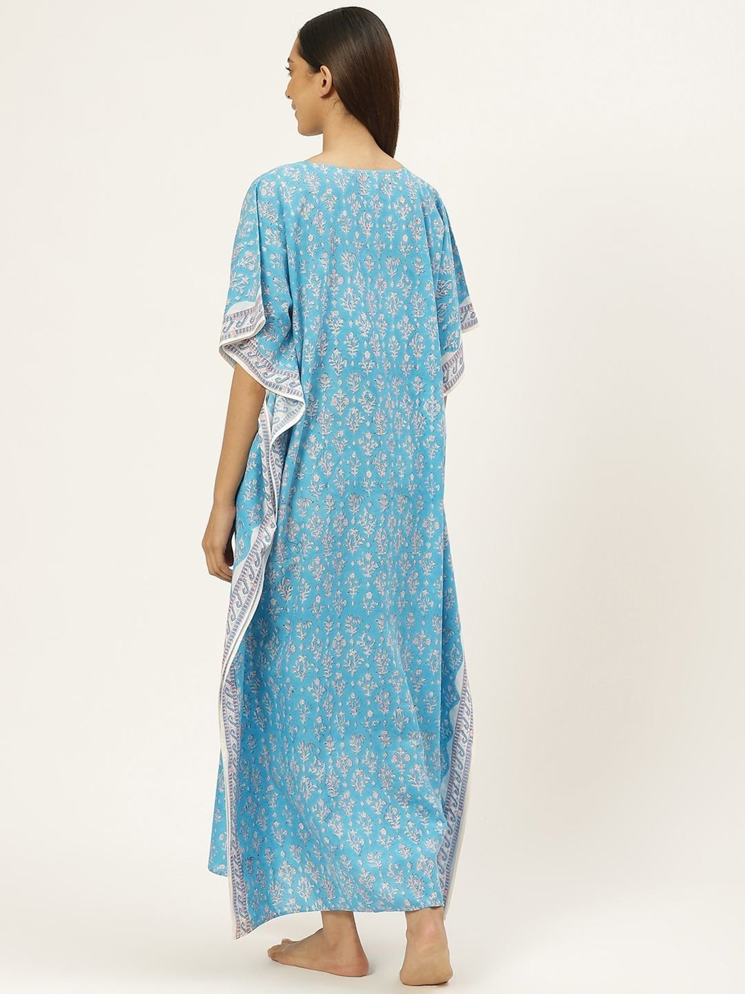 Prakrti Blue Cotton Printed Kaftan