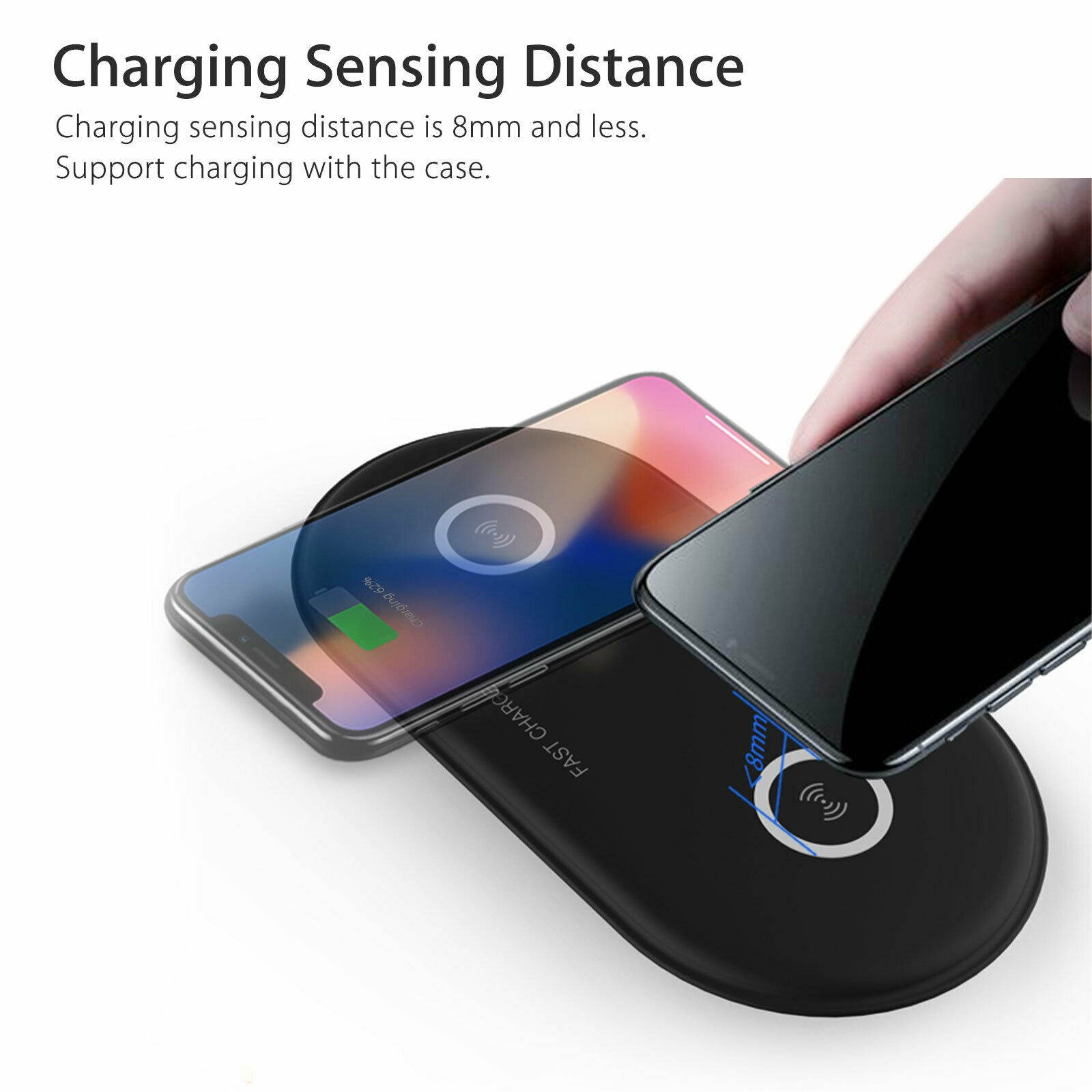 Dual Positions Fast Wireless Charger Charging Pad Mat for iPhone X 8  S9