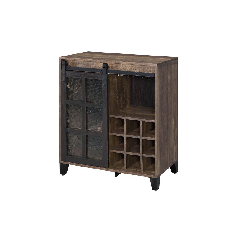 Treju Wine Cabinet Rustic Oak/Black - Acme Furniture