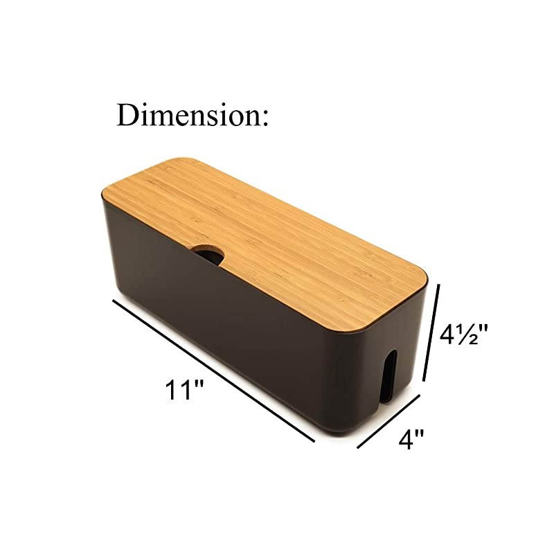 Cable Management Box Small Black Cable Organizer Box for Extension Cord Power Stripe Surge Protector Wire Management Concealer Organizer Cover Hider for Desktop Home Office Kitchen Black