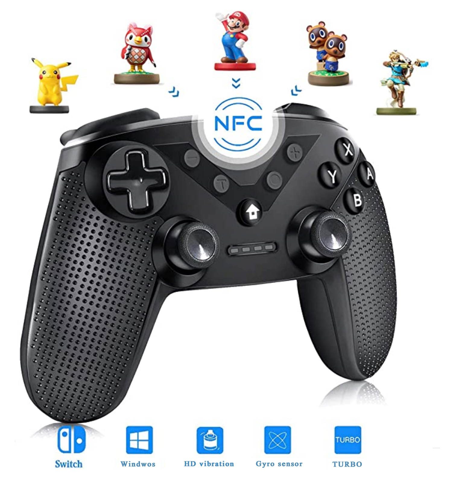New Wireless Bluetooth Gamepad, Wireless Controller Remote Joystick for Nintendo Switch Console, PS3, PC, IOS13, Supports Gyroscope axis, Turbo and Dual Vibration(black)