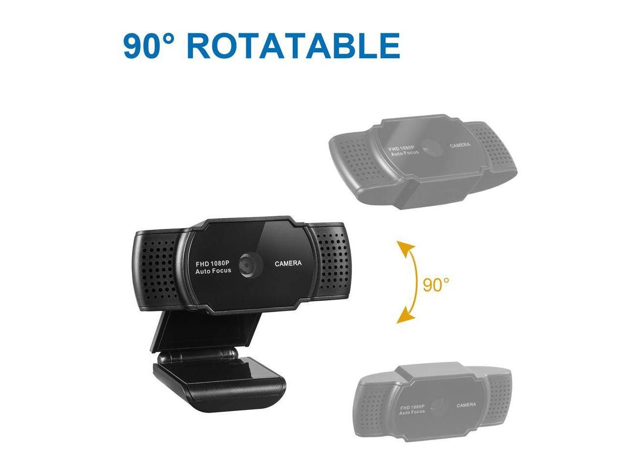 USB Web Camera, HD Webcam with Microphone for PC Computers Laptops, USB Clip-On Web Cam 360 Degree Rotatable for Notebook Laptop