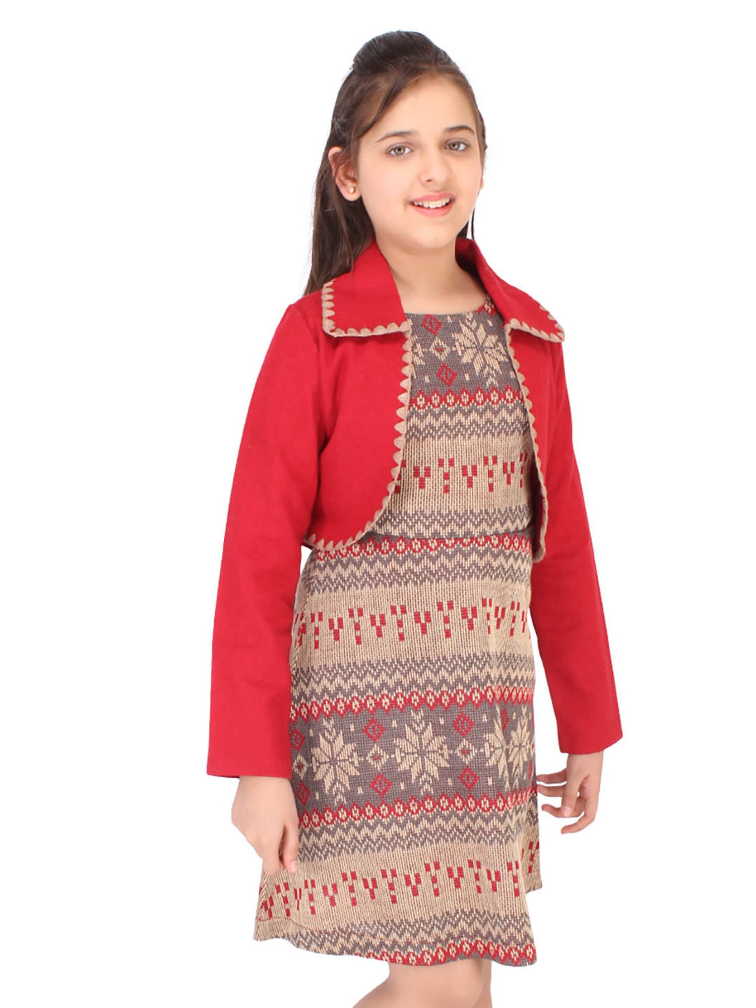 Cutecumber Kids Multicolor Printed Dress with Shrug