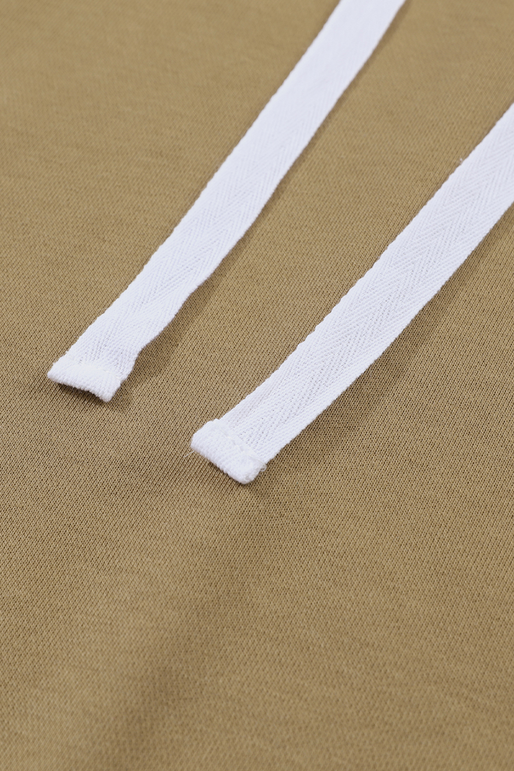 Brown Color Block Exposed Seam Crochet Sleeve Pullover Hoodie