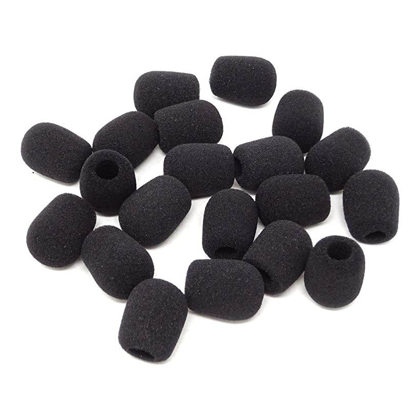 20PCS 30x20mm Black Mini Lapel Headset Microphone Windscreen Foam Cover