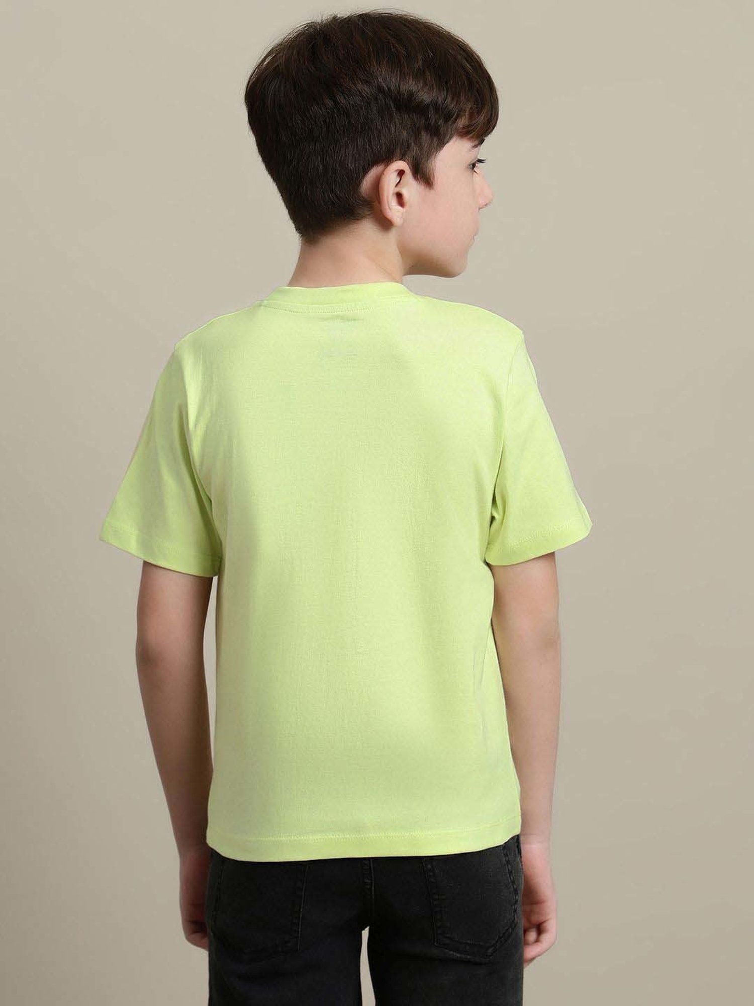 Kidsville Boys Green Cotton Printed T-Shirt