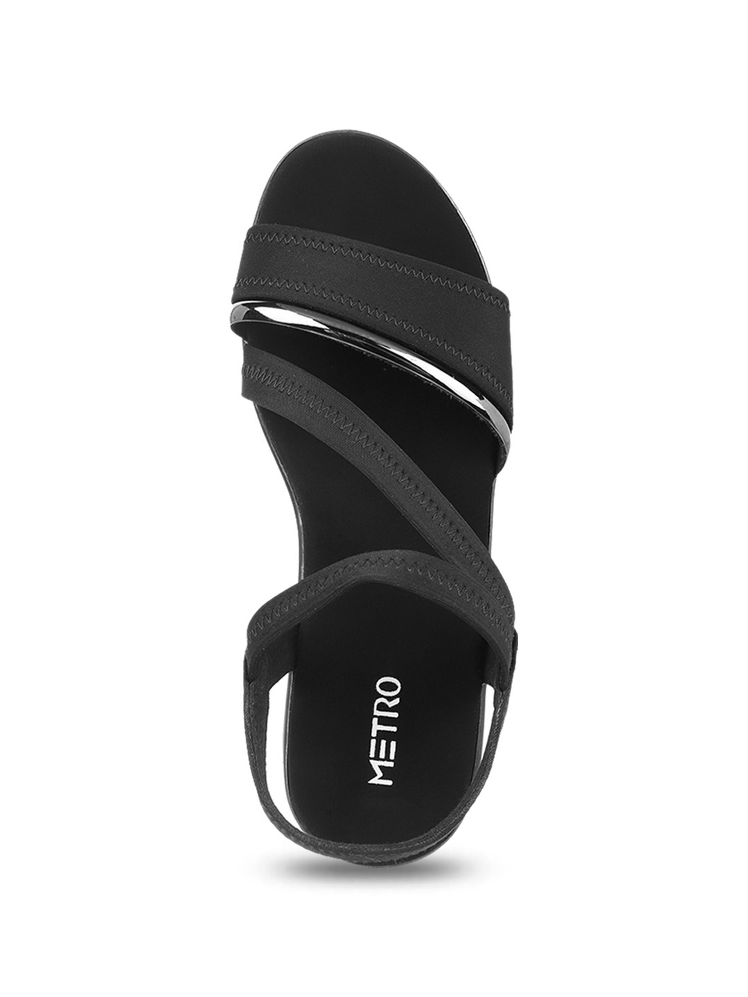 Metro Women's Black Ankle Strap Wedges