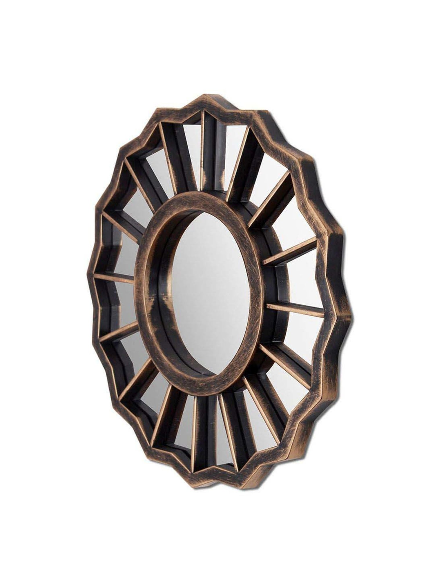 CHRONIKLE Pink Iron Sun Burst Designer Round Wall Mirror