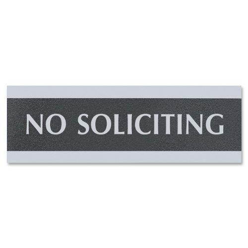 Headline Sign Century Series Office Sign NO SOLICITING 9 x 3 Black/Silver 4758