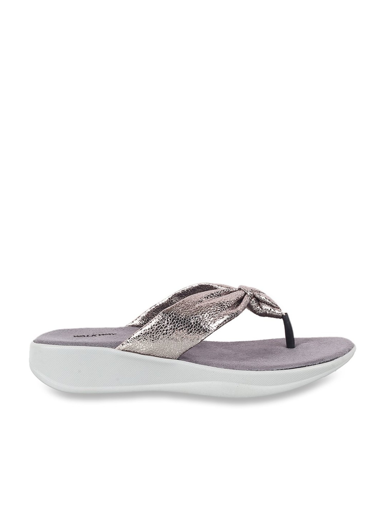 Walkway Women's Gun Metal Wedge Flip Flops
