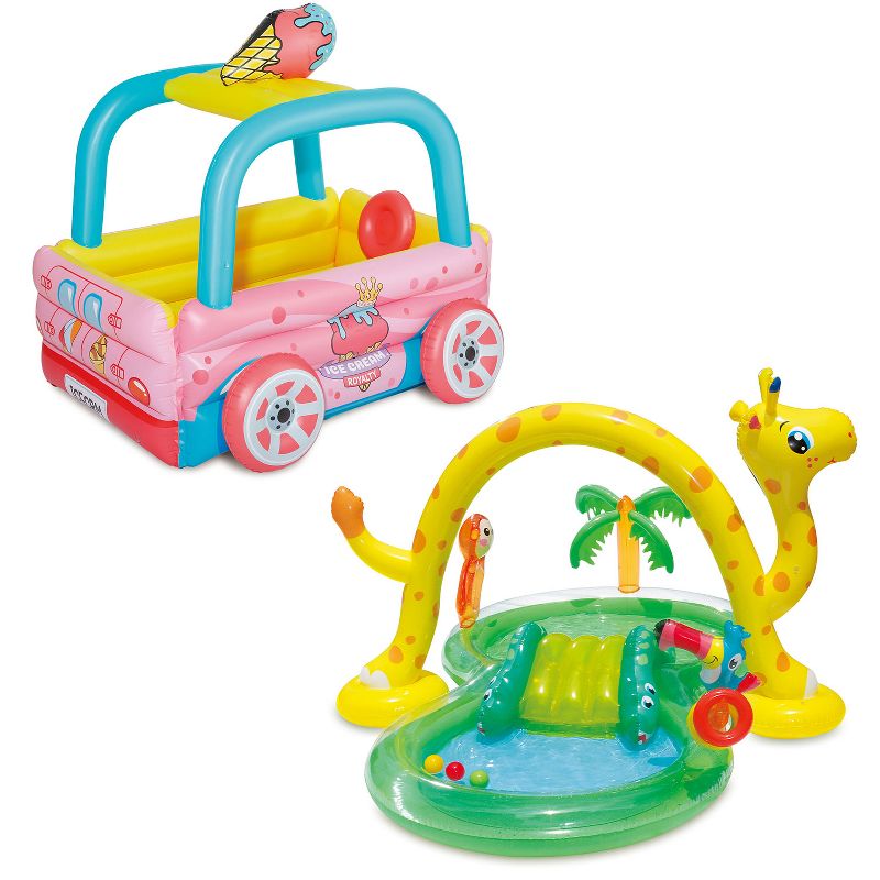 Summer Waves 101 in x 75in x 50in Jungle Animal & Ice Cream Truck Kiddie Pools