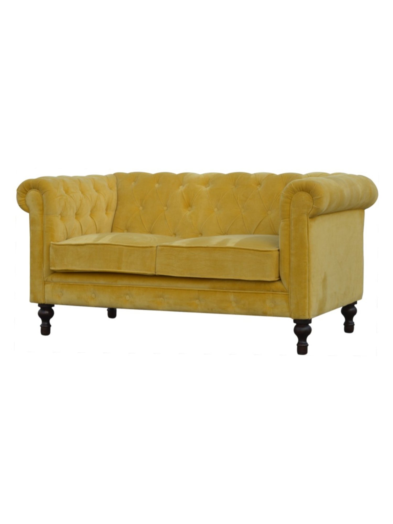 Artisan Furniture Chesterfield Quilted Yellow Wood 2 Seater Sofa