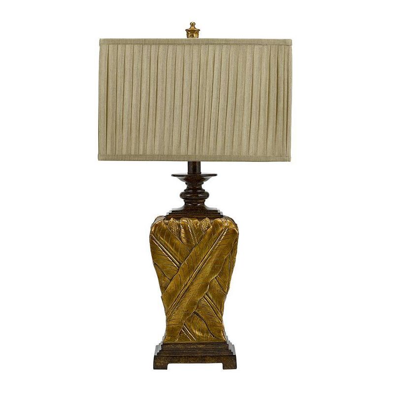 32" 3-Way Wrapped Leaf Table Lamp with Rectangular Shade (Includes LED Light Bulb) Gold - Cresswell Lighting