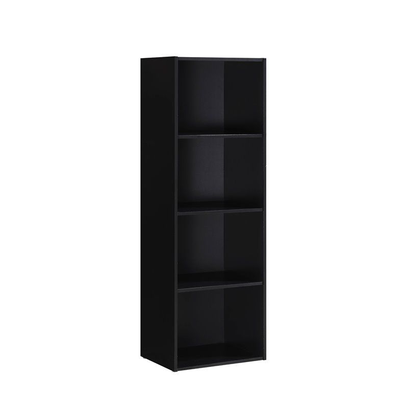 4 Shelf Bookcase in Black - Hodedah