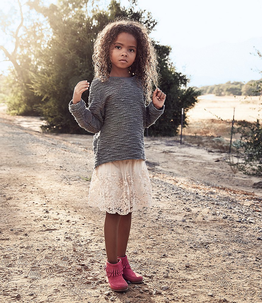 Minnetonka Girls' Double Fringe Suede Boots (Youth)