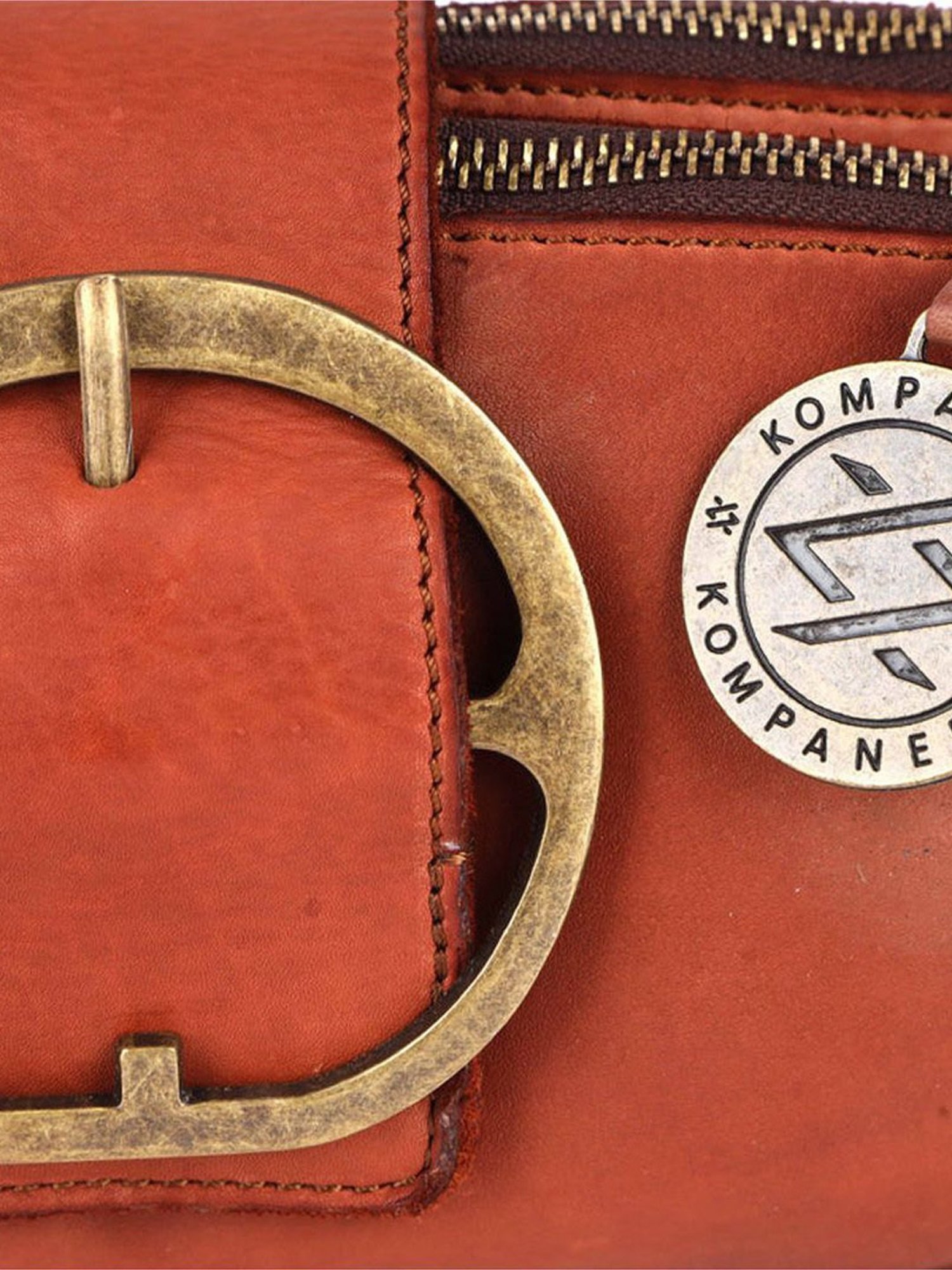 KOMPANERO Diana Cognac Leather Textured Sling Handbag