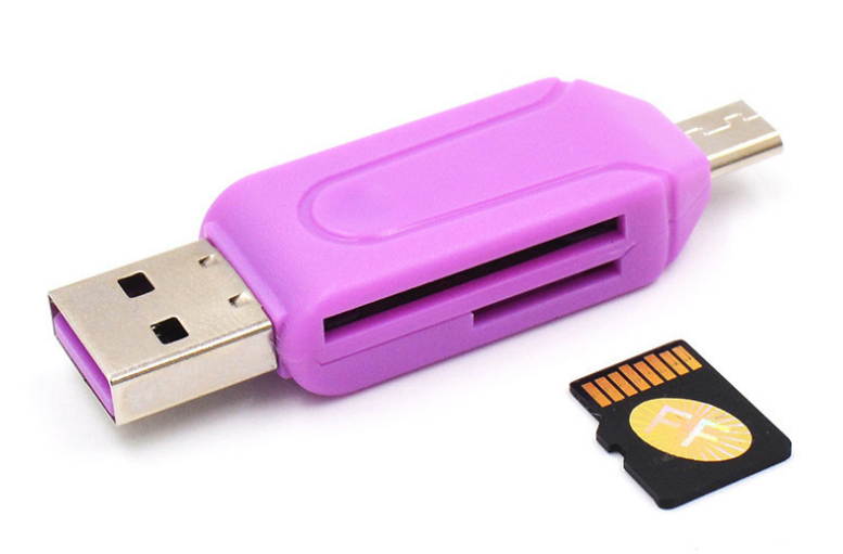 2 in 1 USB OTG TF SD Flash Memory Micro Card Reader Adapter Micro USB Charging Cable For Android Phones and Tablet PC (Black)