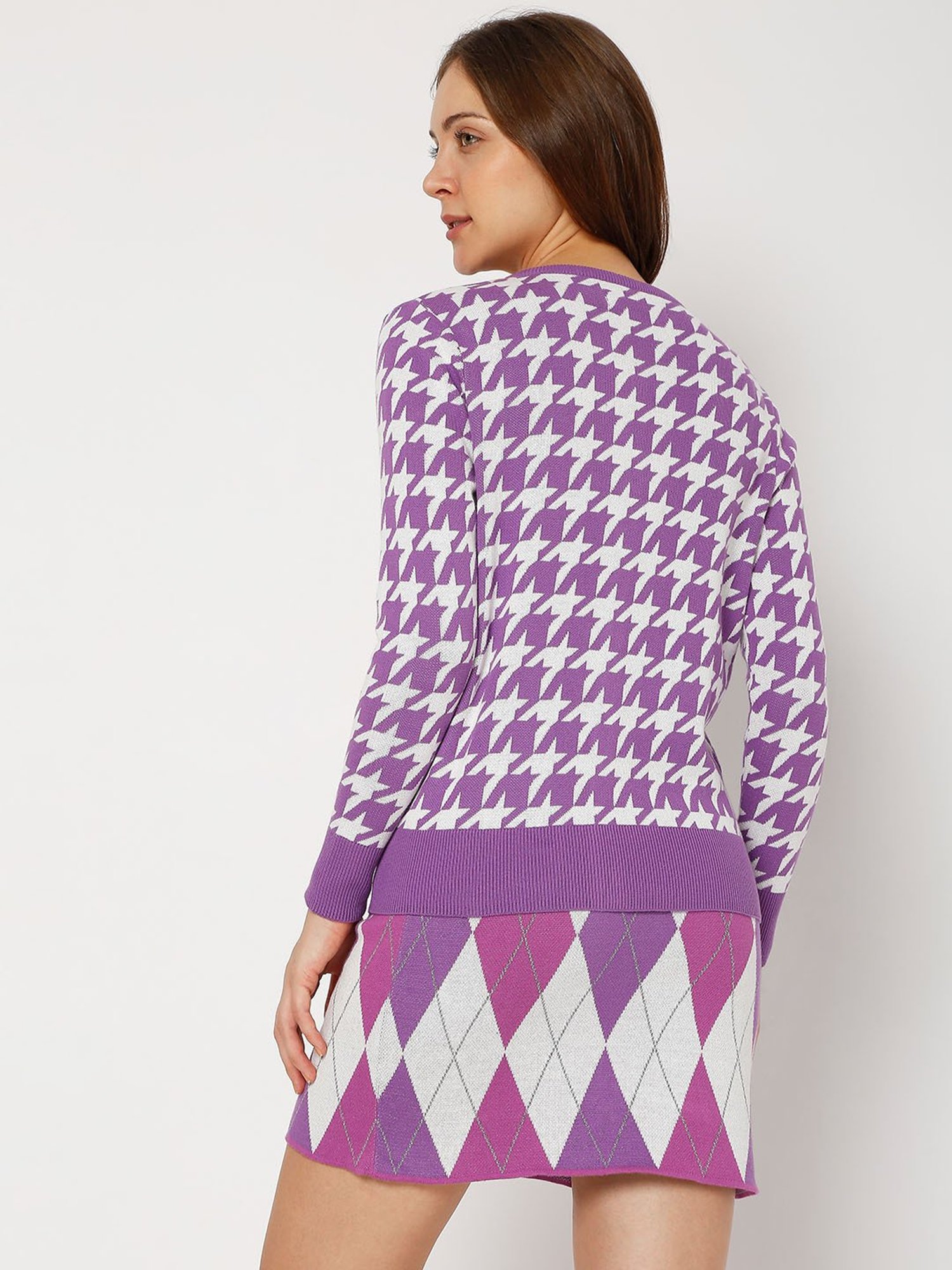 Vero Moda Purple & White Printed Jacket