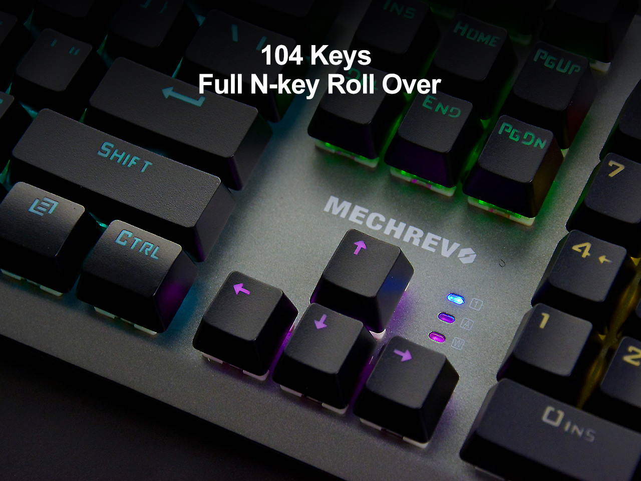 MAIBENBEN MECHREVO S1 Mechanical Gaming Keyboard 104 Keys Blue/Red/Black Switch Metal Panel Colorful Backlights Wired USB For PC Desktop Computer Laptop Notebook White/Grey Keycaps