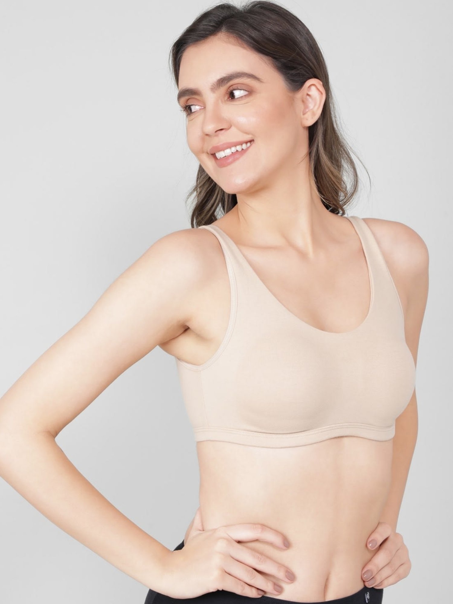 Jockey 1550 Women's Super Combed Cotton Elastane Slip On Crop Top With Stay Fresh Treatment