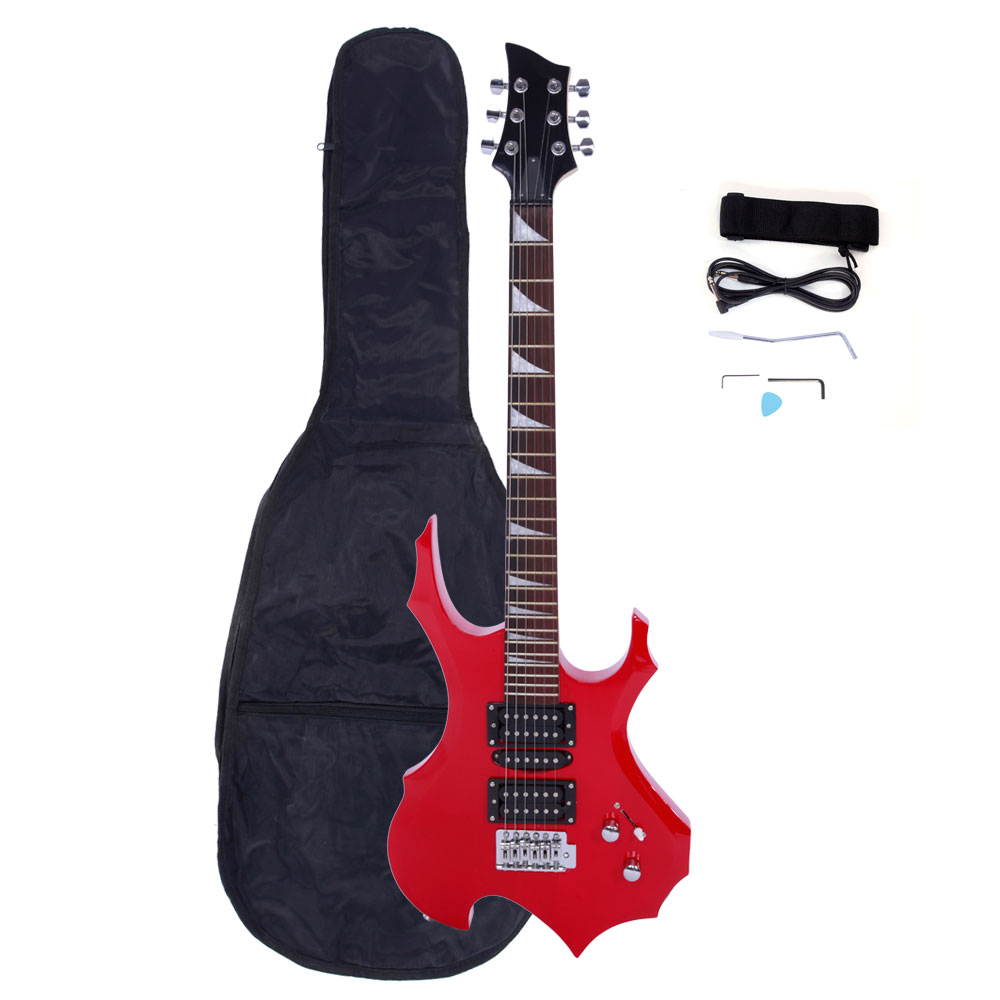 New Red Flame Type Beginner Practice Right-Handed Electric Guitar Set