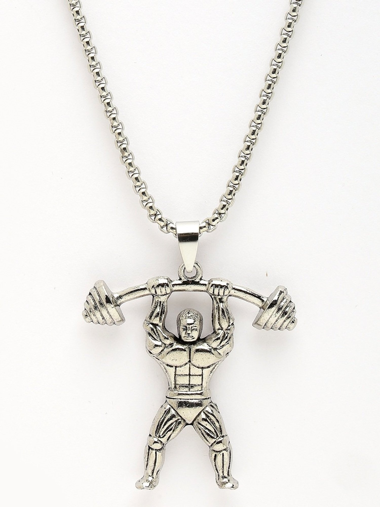 NVR Men Silver-Plated Stainless Steel Hanuman Pendant with Chain