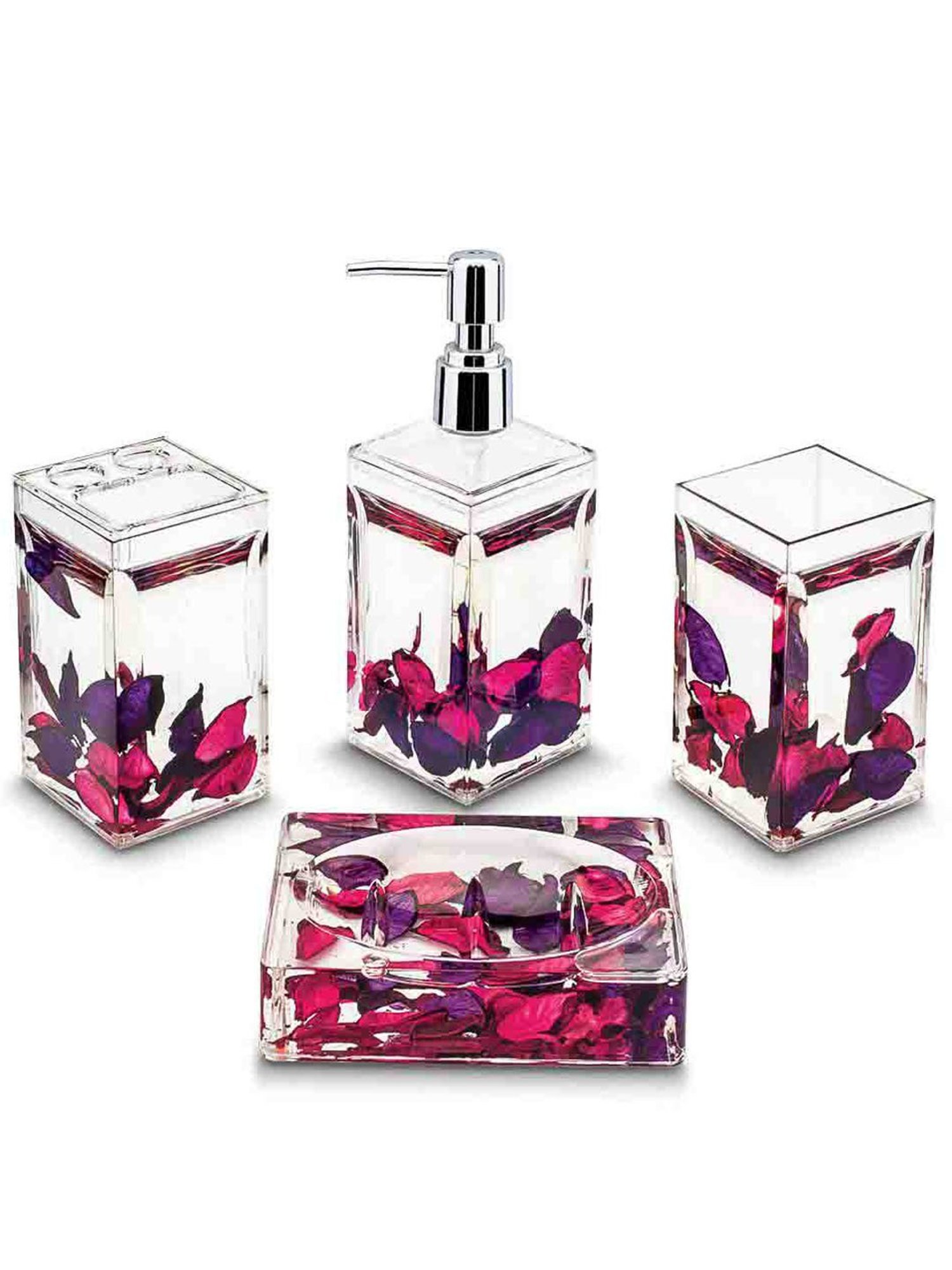 Freelance Pink Acrylic Set of 4 Bathroom Accessories