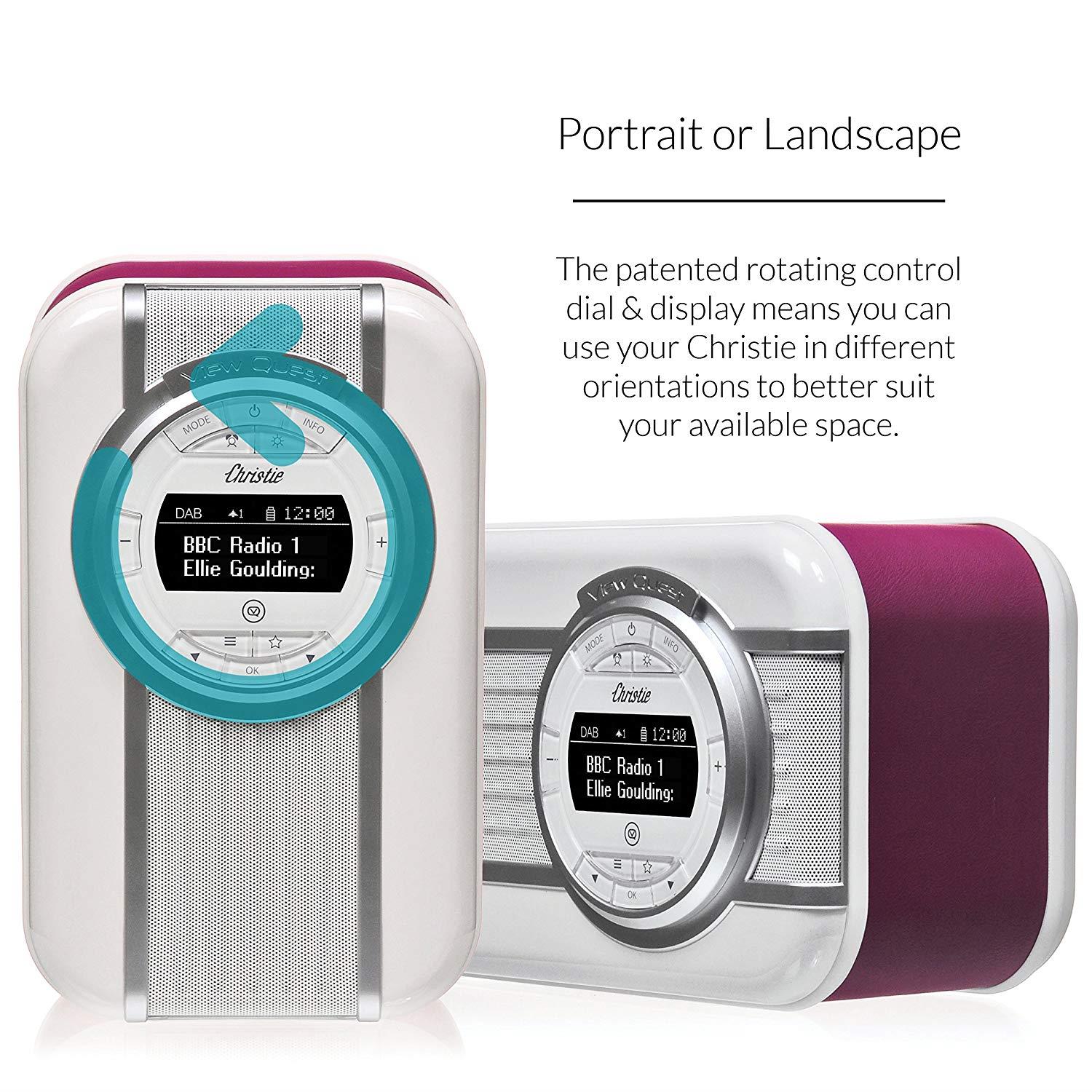 VQ Christie HD Digital Radio with FM, Bluetooth/NFC, Alarm Clock, Rotating Display & Enamel Fascia &ndash; Deep Purple