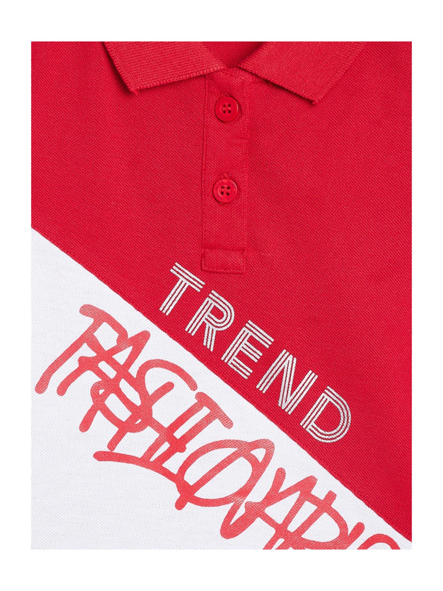 NINS MODA Kids Red & White Printed Polo T-Shirt