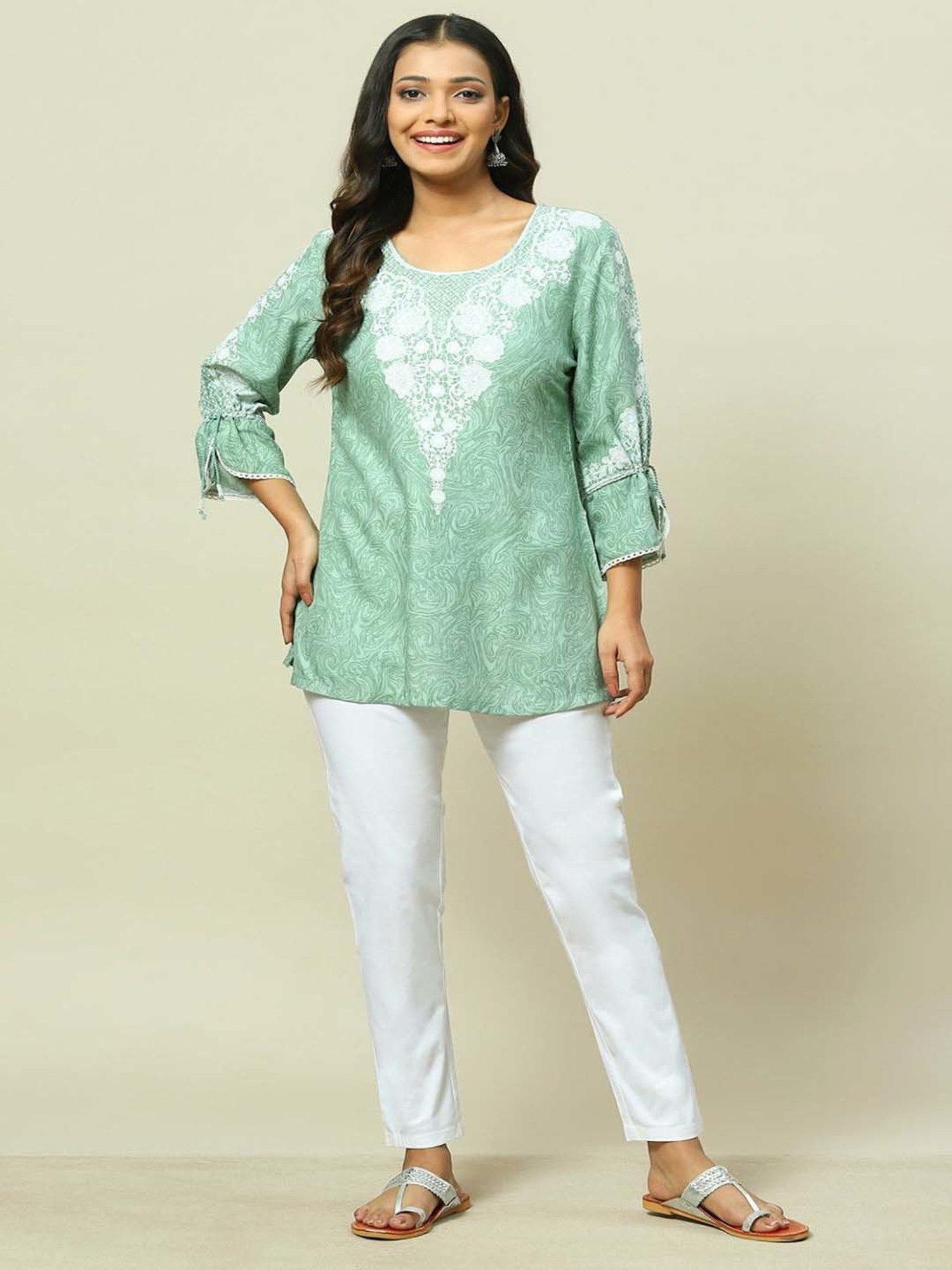 Rangriti Green Printed Top