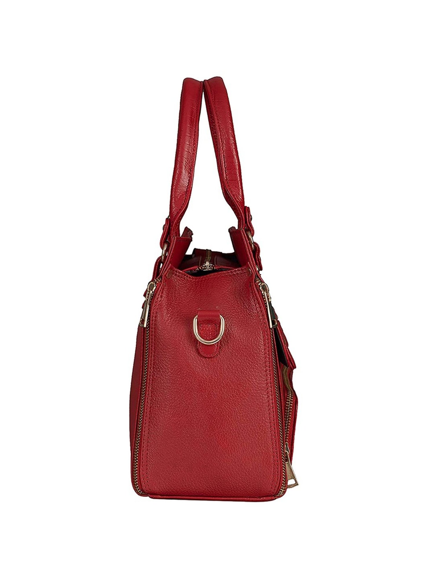 HiLEDER Red Solid Medium Satchel Handbag