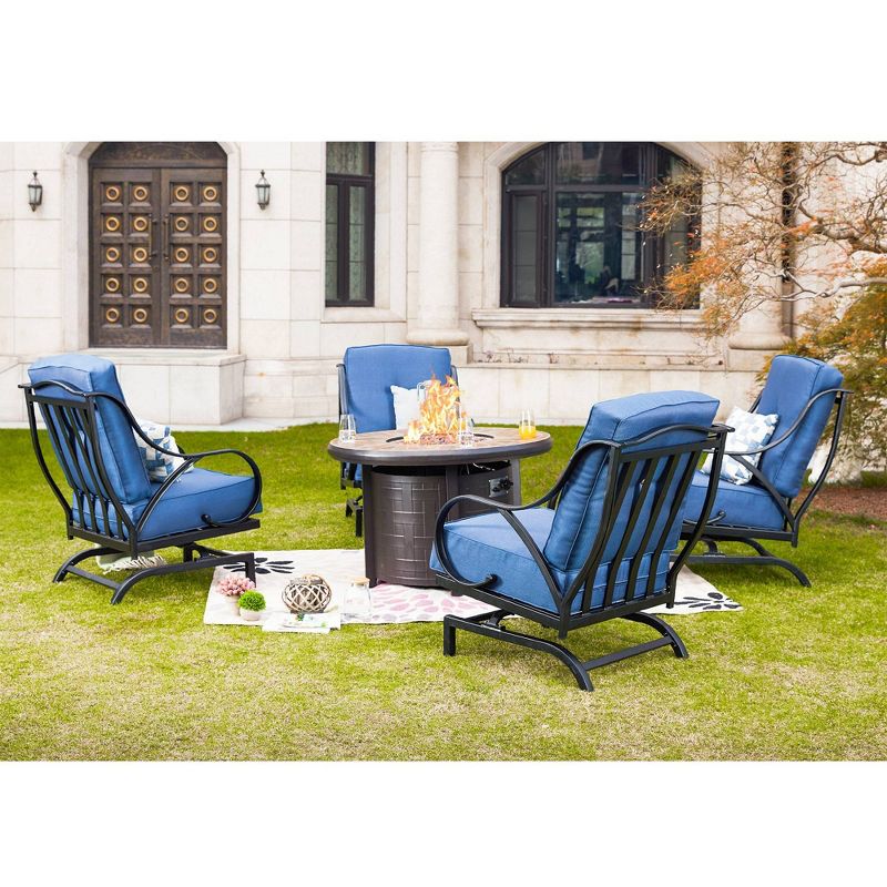 5pc Conversation Steel Patio Seating Sets Blue - Lokatse
