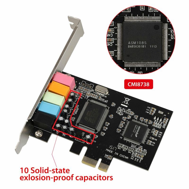 Pro PCI Express PCI-E 5.1 Ch 6 Channel PCIE Audio Digital Sound Card Adapter