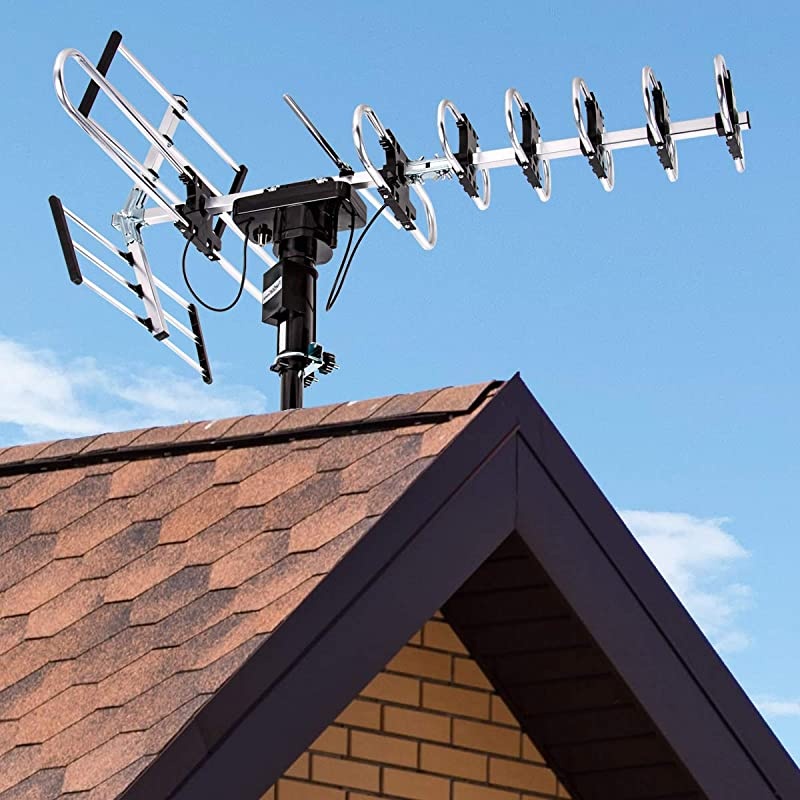 Newest 2020] Outdoor Digital Amplified HDTV Antenna - up to 200 Mile Long Range, Directional 360 Degree Rotation by Remote Control, Intelligent Gain for HD 4K 1080P FM Radio Support 2 TVs